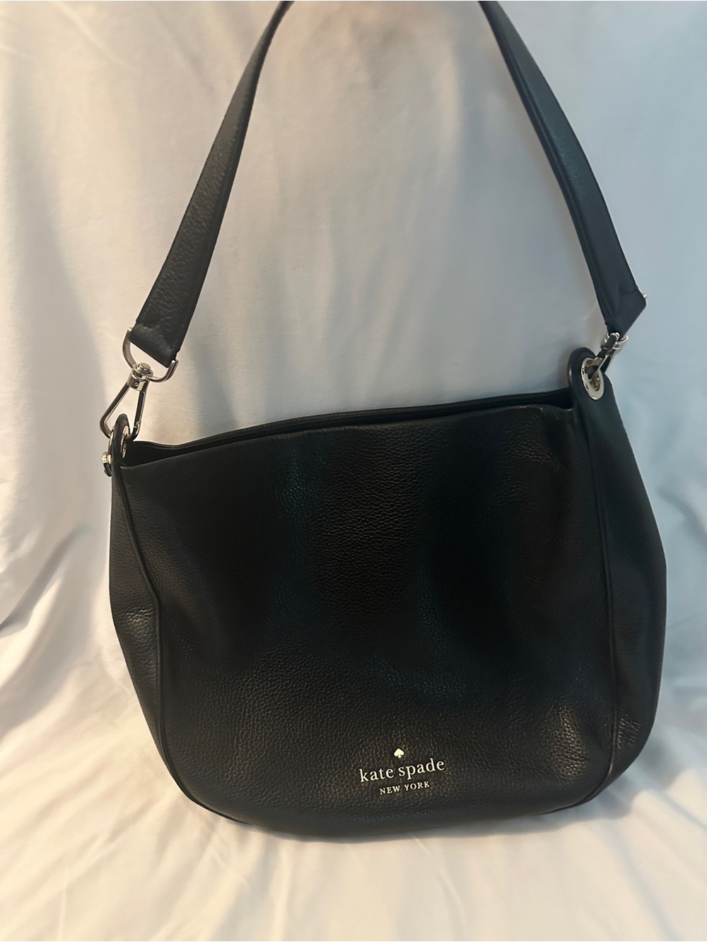 kate spade Black Leather Crossbody with Gold Logo